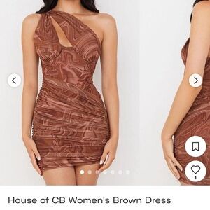 House of CB One-Shoulder Brown Dress